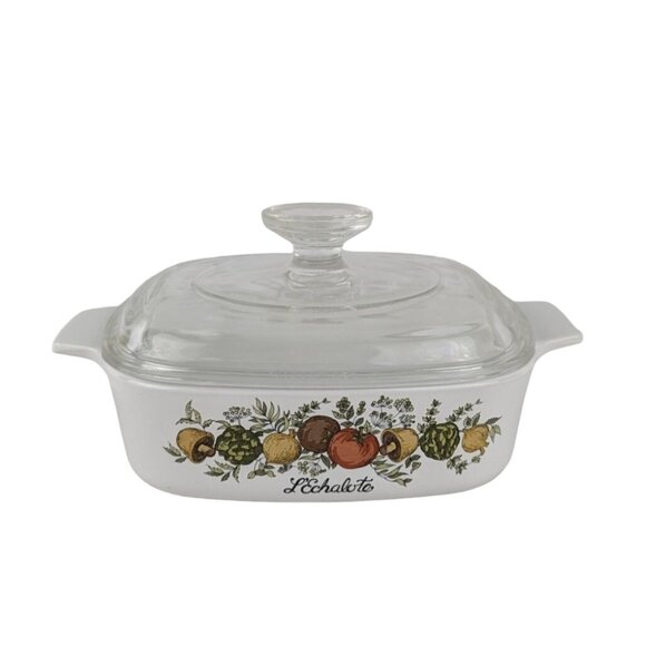 L'Echalote Corning Ware Spice of Life A-1-B Casserole Dish Pyrex Lid Vtg 1 Qt - Picture 2 of 9